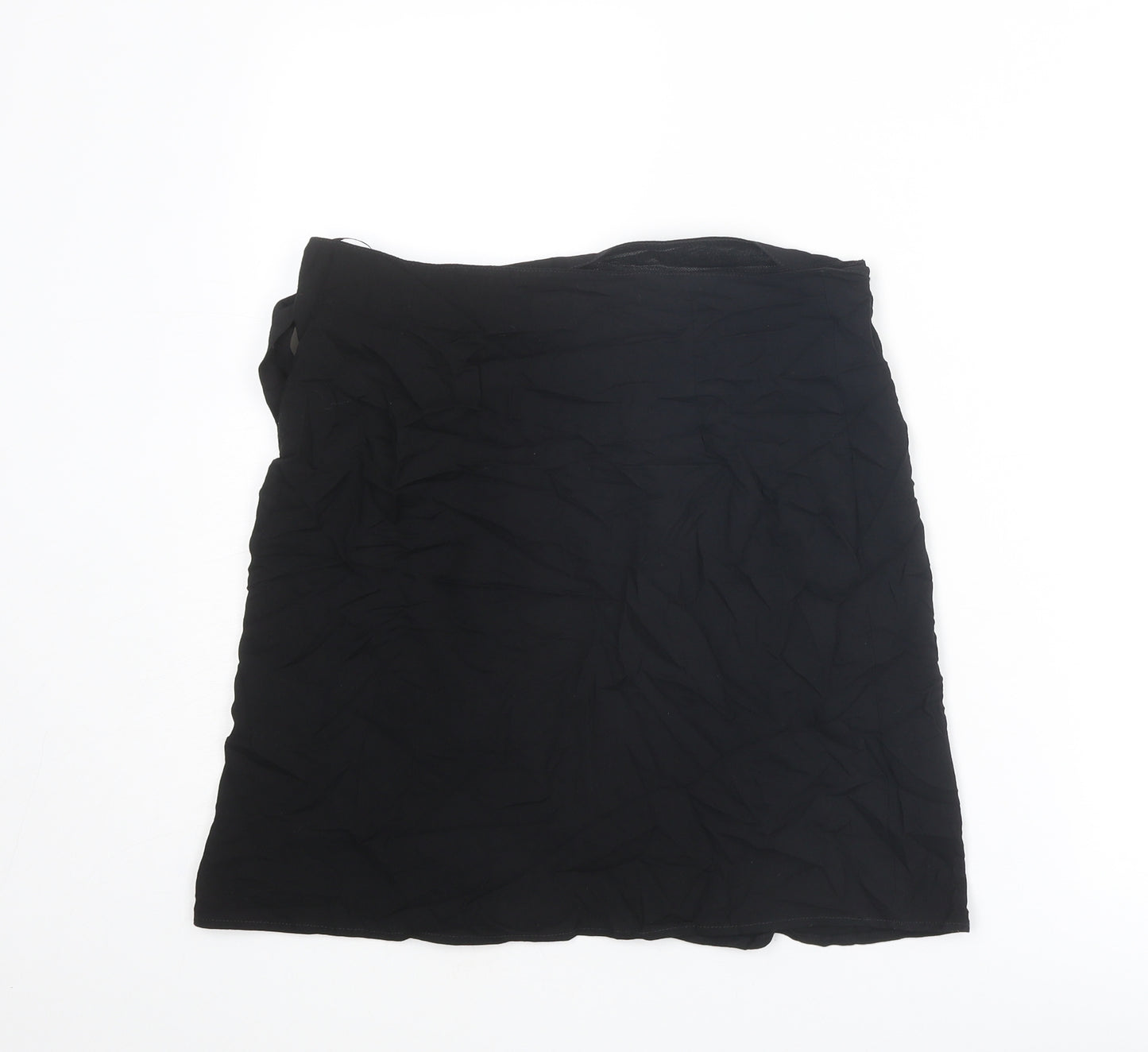 New Look Womens Black Viscose Wrap Skirt Size 10 Button