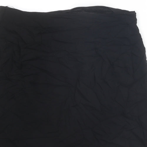New Look Womens Black Viscose Wrap Skirt Size 10 Button