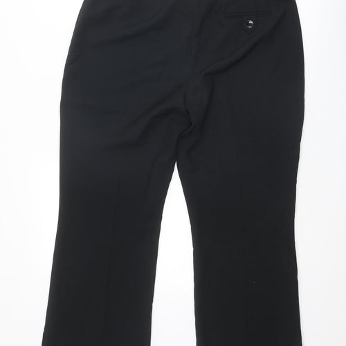 BHS Womens Black Polyester Trousers Size 14 L27 in Regular Zip