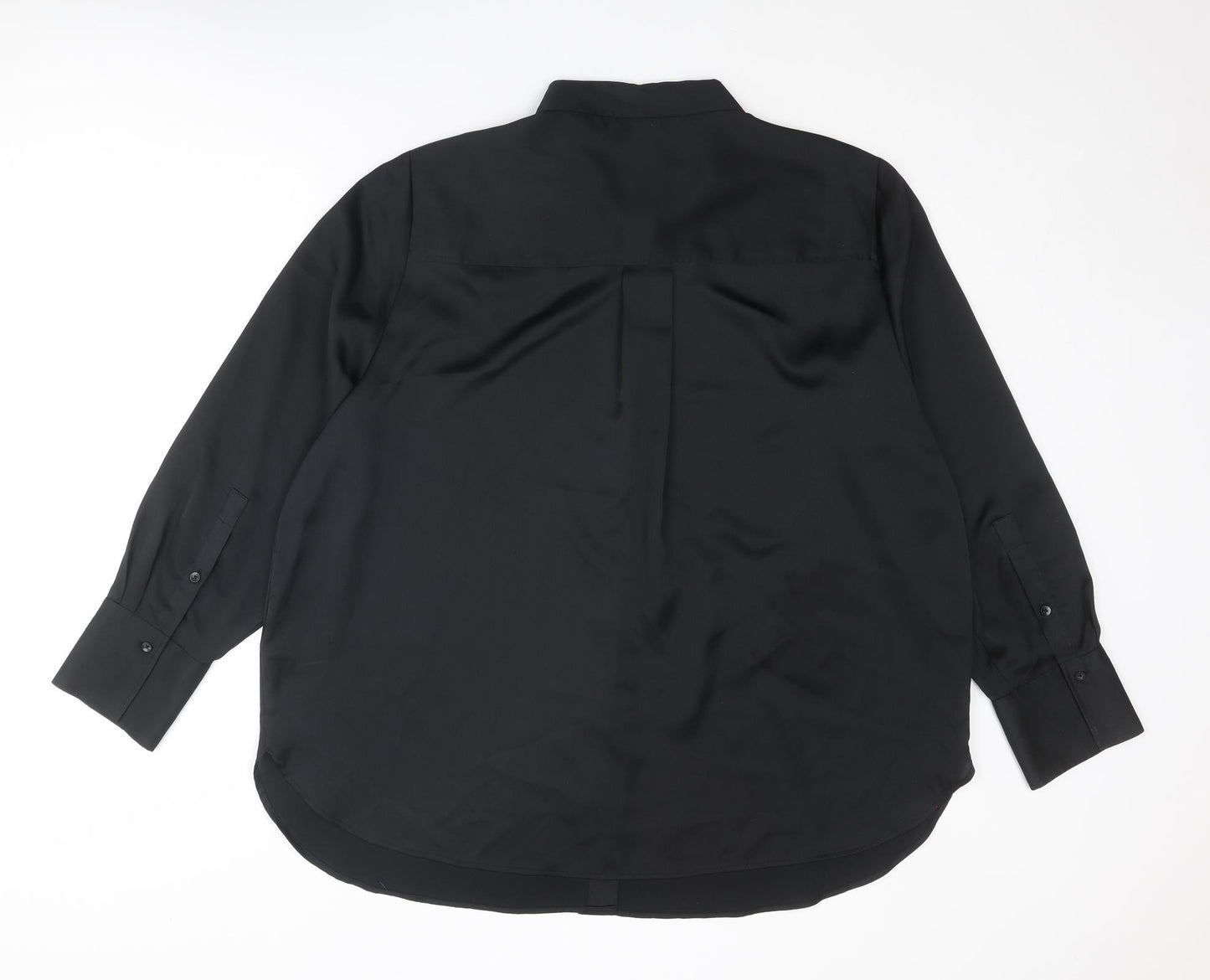 Marks and Spencer Womens Black Polyester Basic Button-Up Size 22 Collared