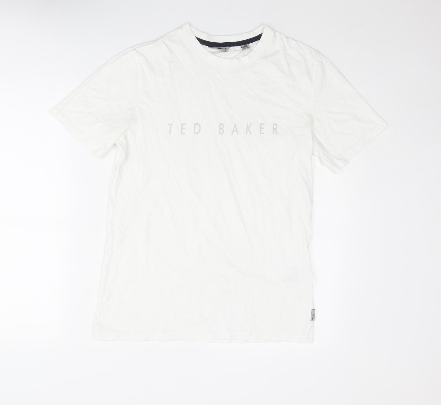 Ted Baker Mens White Cotton T-Shirt Size S Crew Neck
