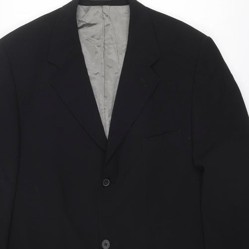 Johnathan Adams Mens Black Overcoat Coat Size L Button