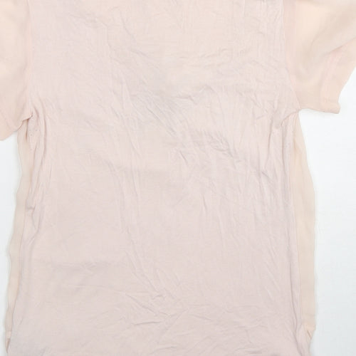 Dorothy Perkins Womens Pink Polyester Basic Blouse Size 8 Round Neck - Tie Neck