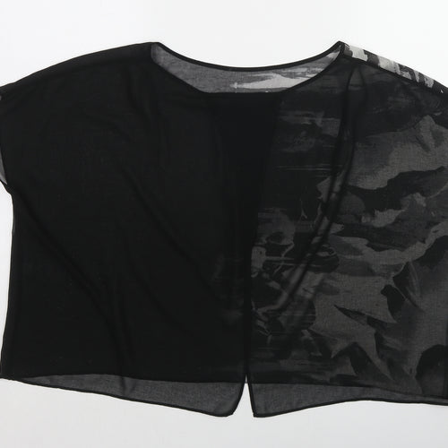 Mint Velvet Womens Black Geometric Polyester Basic Blouse Size 12 Boat Neck