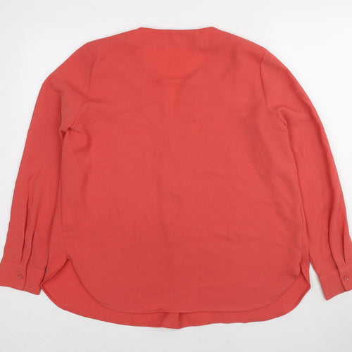 Marks and Spencer Womens Red Polyester Basic Blouse Size 14 V-Neck