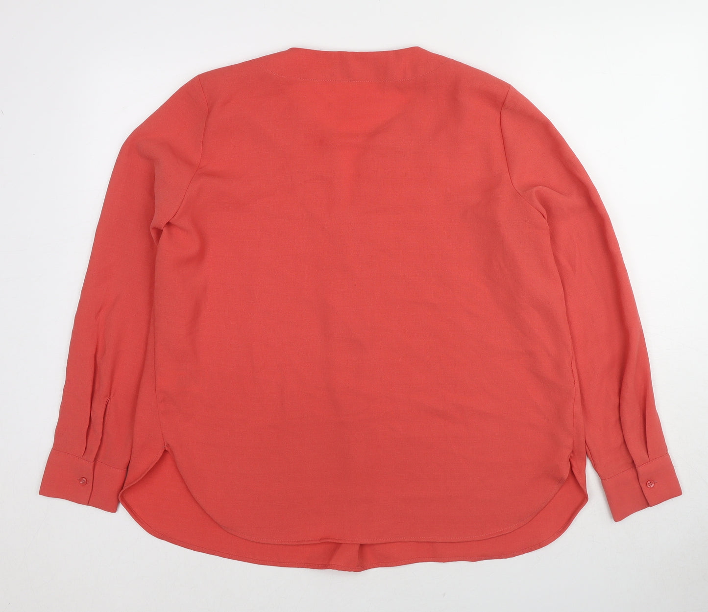 Marks and Spencer Womens Red Polyester Basic Blouse Size 14 V-Neck