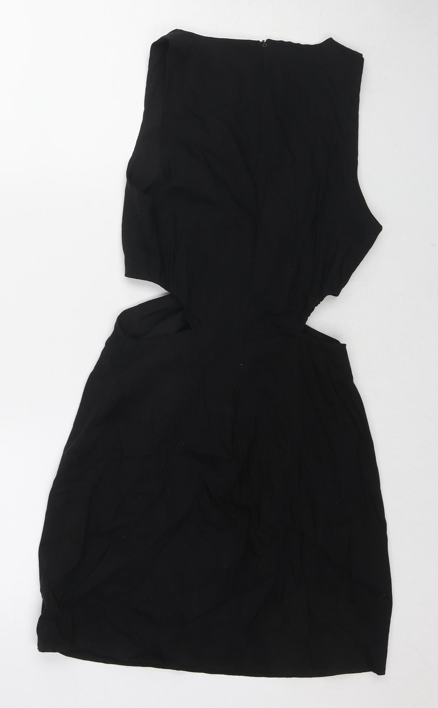 Zara Womens Black Polyester Bodycon Size S Round Neck Zip