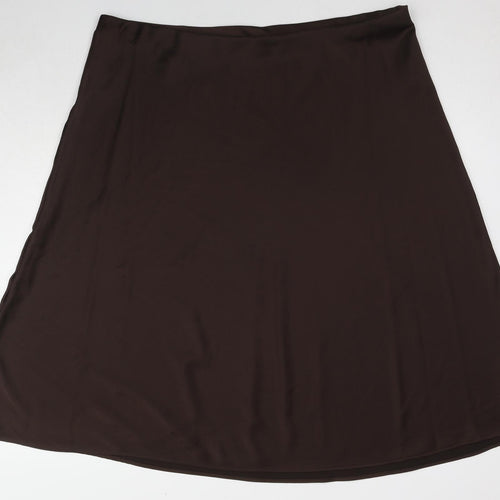 Marks and Spencer Womens Brown Polyester Swing Skirt Size 24