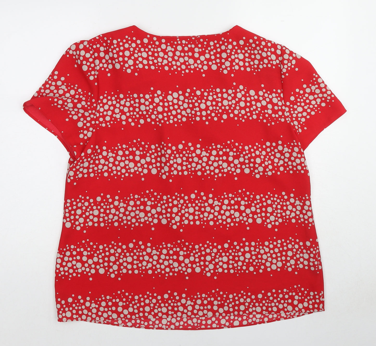 Bonmarché Womens Red Polka Dot Polyester Basic Blouse Size 18 Boat Neck