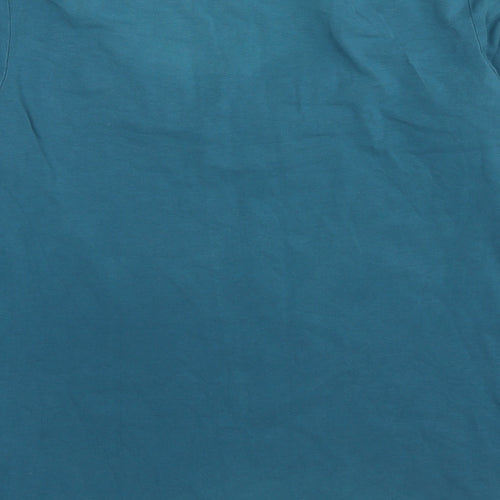 FLOWER Womens Blue Cotton Basic T-Shirt Size 12 Scoop Neck