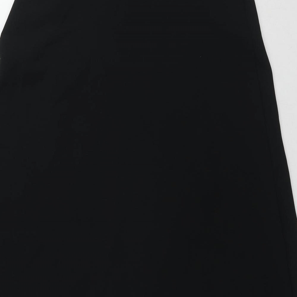 Marks and Spencer Womens Black Polyester A-Line Skirt Size 12 Zip - Belt included