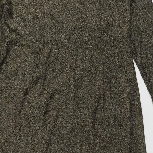 Marks and Spencer Womens Gold Geometric Polyamide A-Line Size 20 Round Neck Pullover