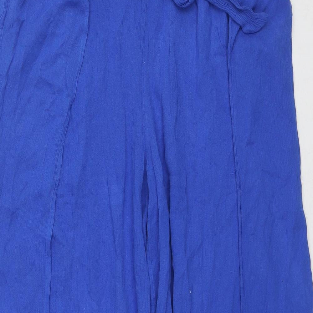 M&Co Womens Blue Viscose Trousers Size 14 L27 in Regular