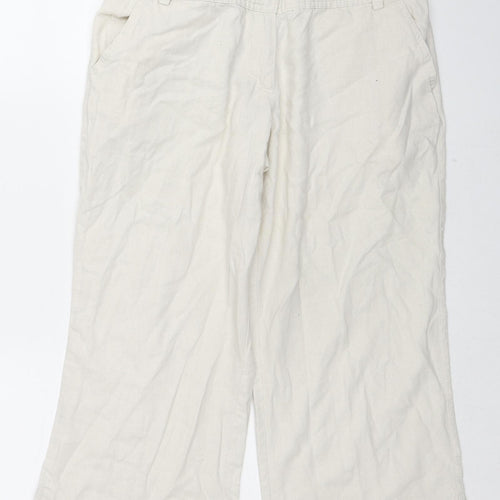 New Look Womens Beige Linen Trousers Size 10 L20 in Regular Zip