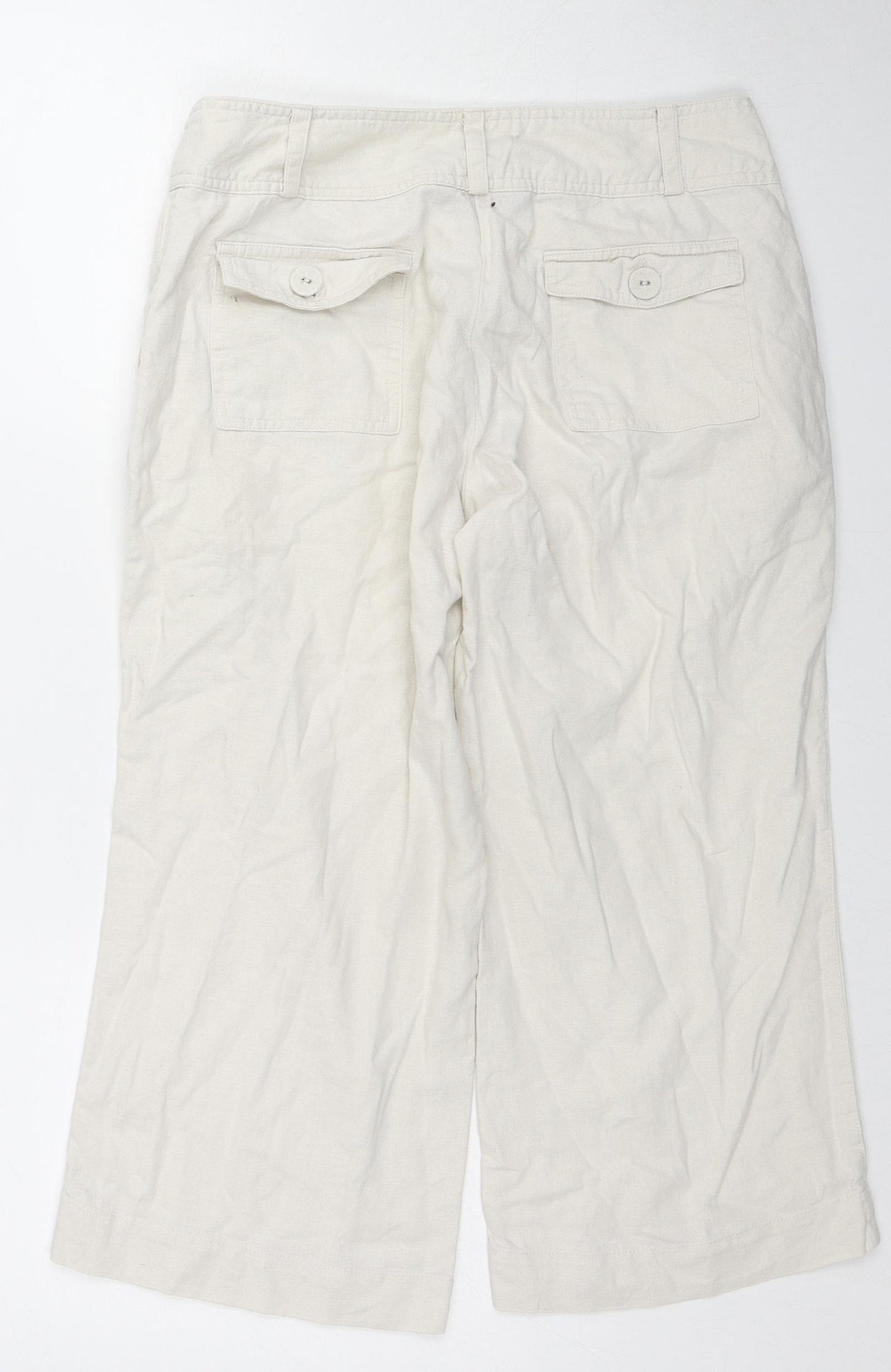 New Look Womens Beige Linen Trousers Size 10 L20 in Regular Zip