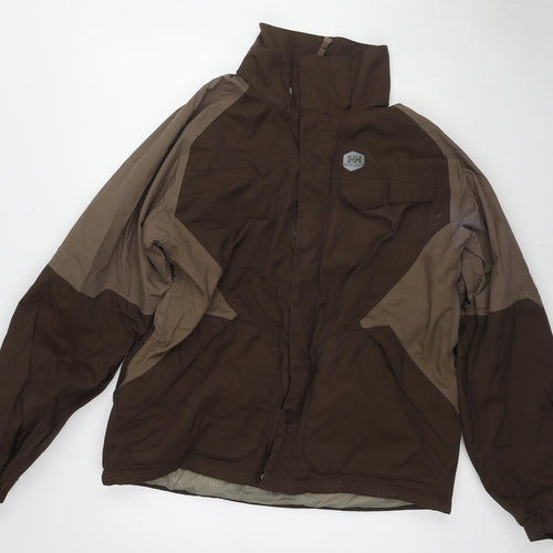 Helly Hansen Womens Brown Geometric Windbreaker Jacket Size M Zip