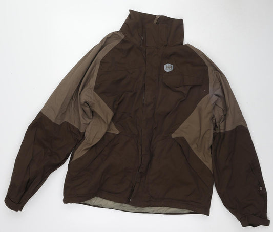 Helly Hansen Womens Brown Geometric Windbreaker Jacket Size M Zip