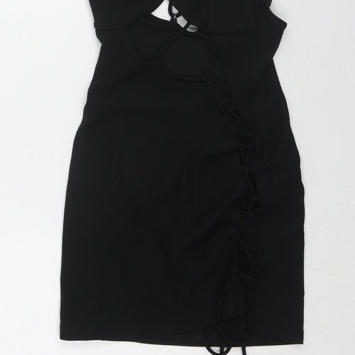 Bershka Womens Black Polyester Bodycon Size S V-Neck Pullover