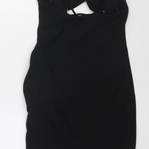 Bershka Womens Black Polyester Bodycon Size S V-Neck Pullover