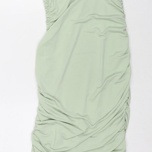 Boohoo Womens Green Polyester Slip Dress Size 8 Cowl Neck Pullover