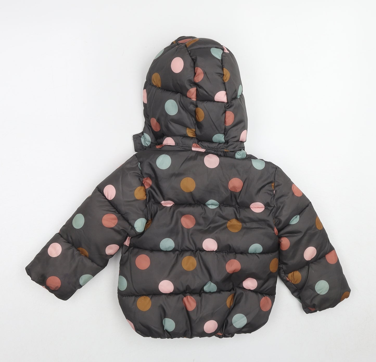 H&M Girls Multicoloured Polka Dot Basic Coat Coat Size 2-3 Years Zip