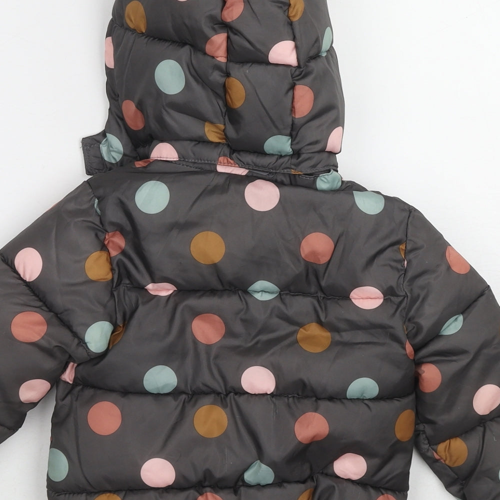 H&M Girls Multicoloured Polka Dot Basic Coat Coat Size 2-3 Years Zip