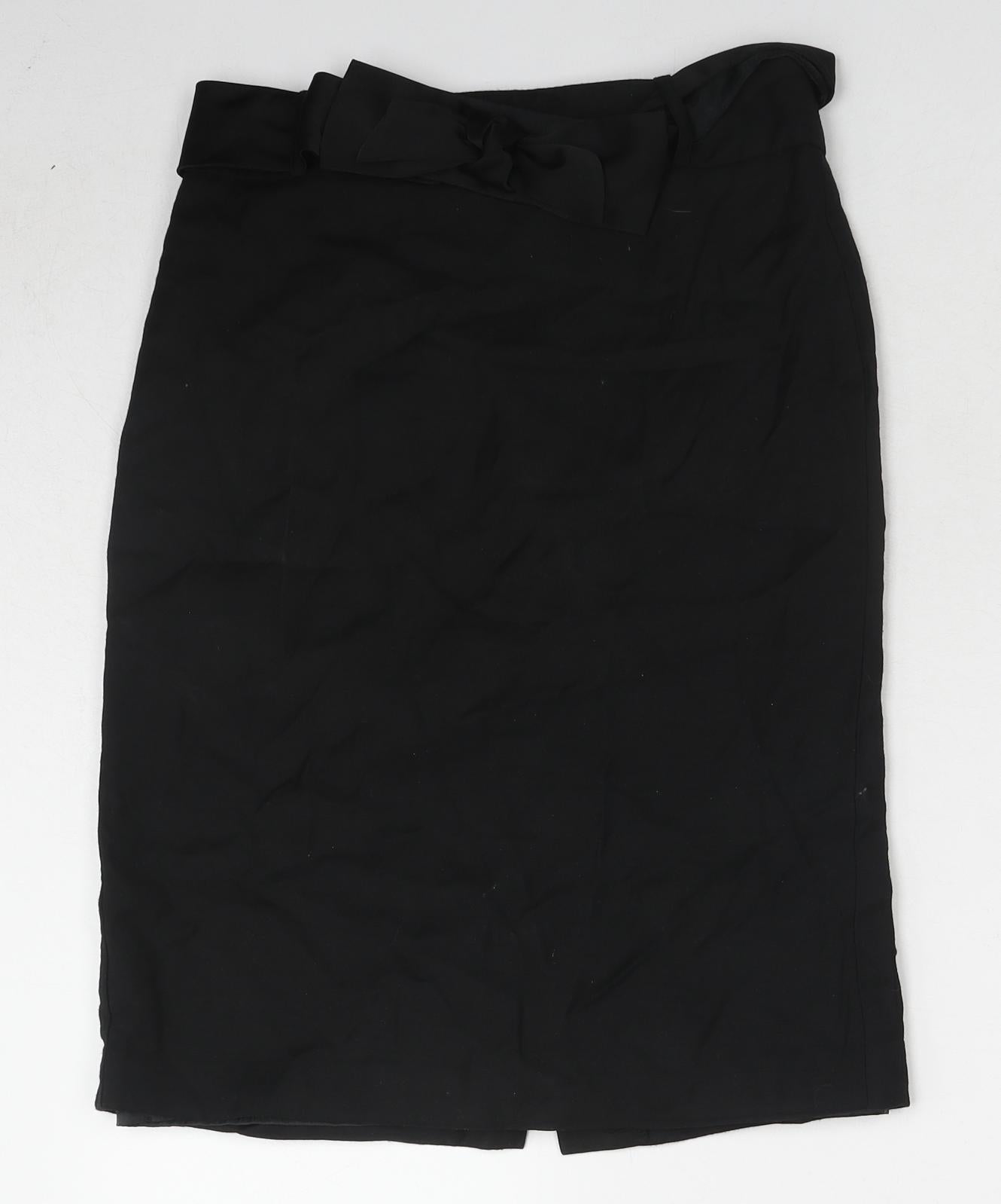Monsoon Womens Black Polyester A-Line Skirt Size 8 Zip - Belt included
