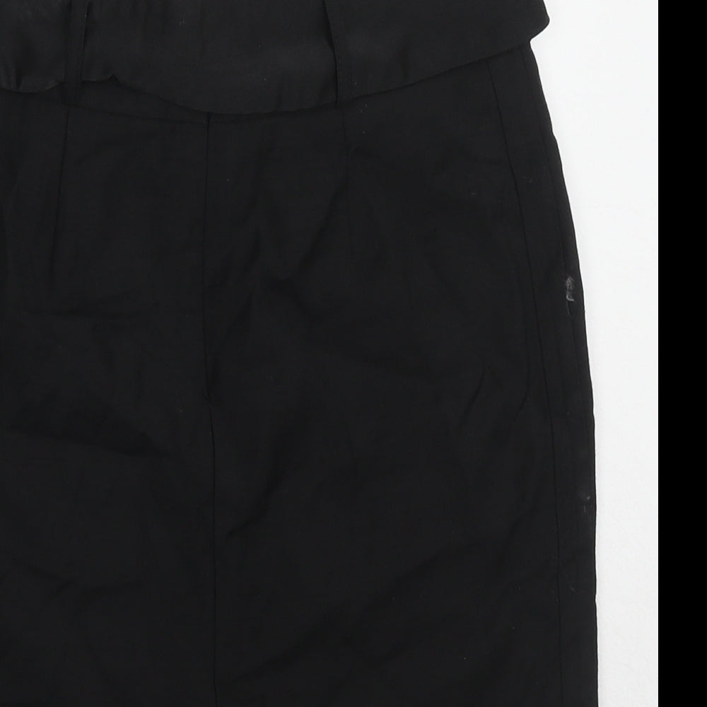 Monsoon Womens Black Polyester A-Line Skirt Size 8 Zip - Belt included