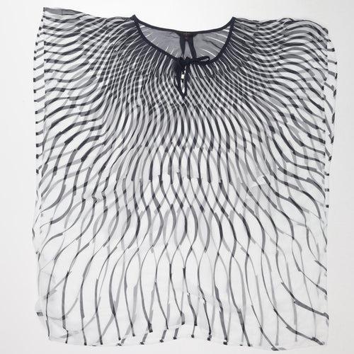 Jasper Conran Womens Black Geometric Polyester Basic Blouse Size 10 Boat Neck