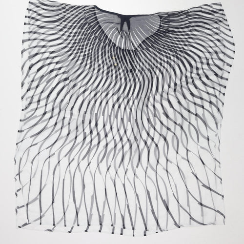 Jasper Conran Womens Black Geometric Polyester Basic Blouse Size 10 Boat Neck