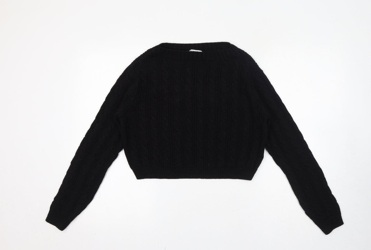 Topshop Womens Black Round Neck Acrylic Pullover Jumper Size XS