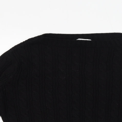 Topshop Womens Black Round Neck Acrylic Pullover Jumper Size XS
