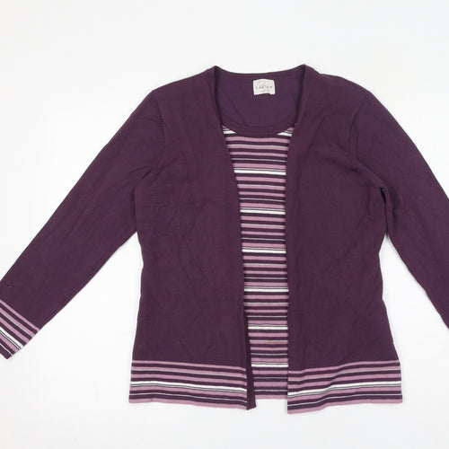 Eastex Womens Purple Round Neck Viscose Pullover Jumper Size 10 Pullover - Stripe