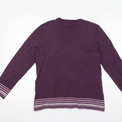 Eastex Womens Purple Round Neck Viscose Pullover Jumper Size 10 Pullover - Stripe