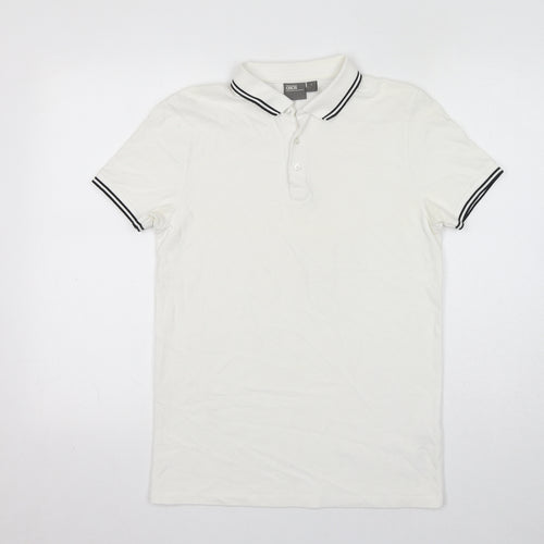 ASOS Mens White 100% Cotton Polo Size S Collared Button