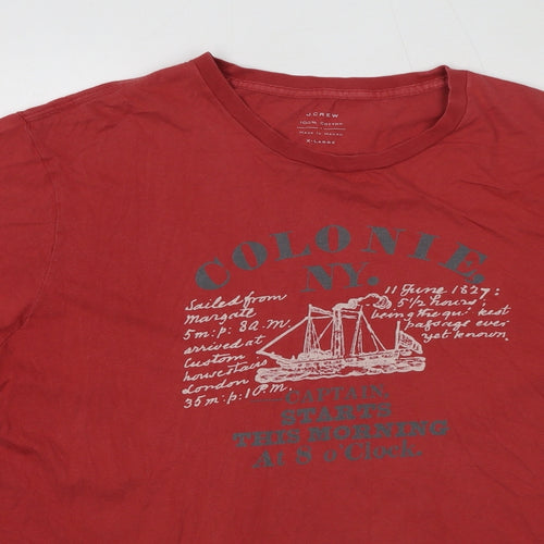 J.CREW Mens Red Cotton T-Shirt Size XL Crew Neck - Colonie NY.