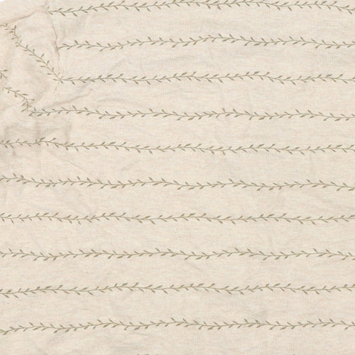 Per Una Womens Beige Round Neck Striped 100% Cotton Cardigan Jumper Size 14