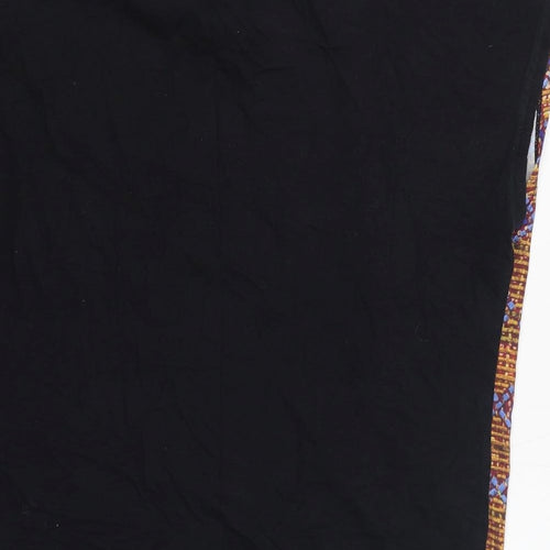 Indigo Womens Black Geometric Polyester Basic Blouse Size 18 Boat Neck