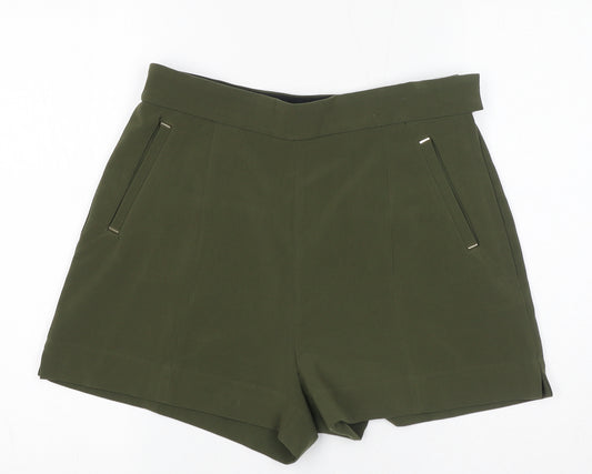 H&M Womens Green Polyester Basic Shorts Size 8 L15 in Regular Zip