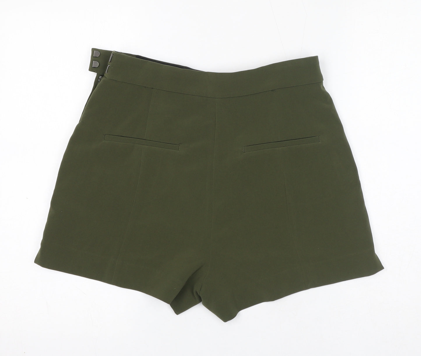 H&M Womens Green Polyester Basic Shorts Size 8 L15 in Regular Zip