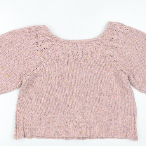 Per Una Womens Pink Round Neck Wool Cardigan Jumper Size XS