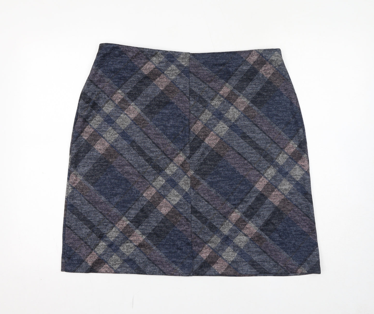 Roman Womens Blue Plaid Polyester A-Line Skirt Size 18