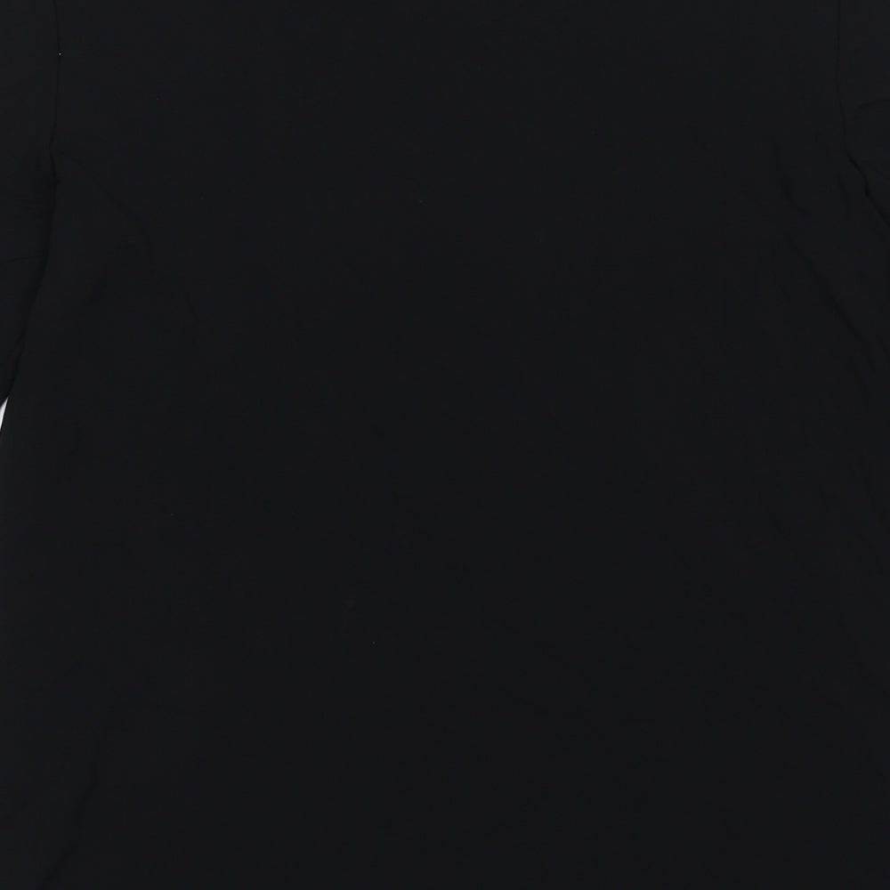 St Michael Womens Black Viscose Basic T-Shirt Size 12 Boat Neck - Embellished