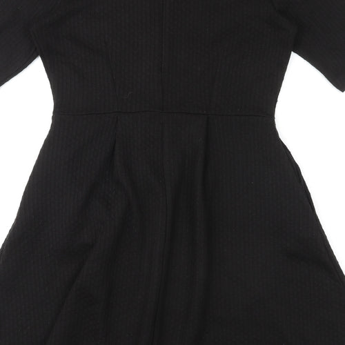 Whistles Womens Black Acrylic Fit & Flare Size 10 Round Neck Zip