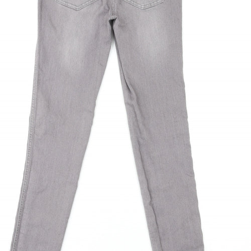 NEXT Womens Grey Cotton Skinny Jeans Size 8 L30 in Regular Zip