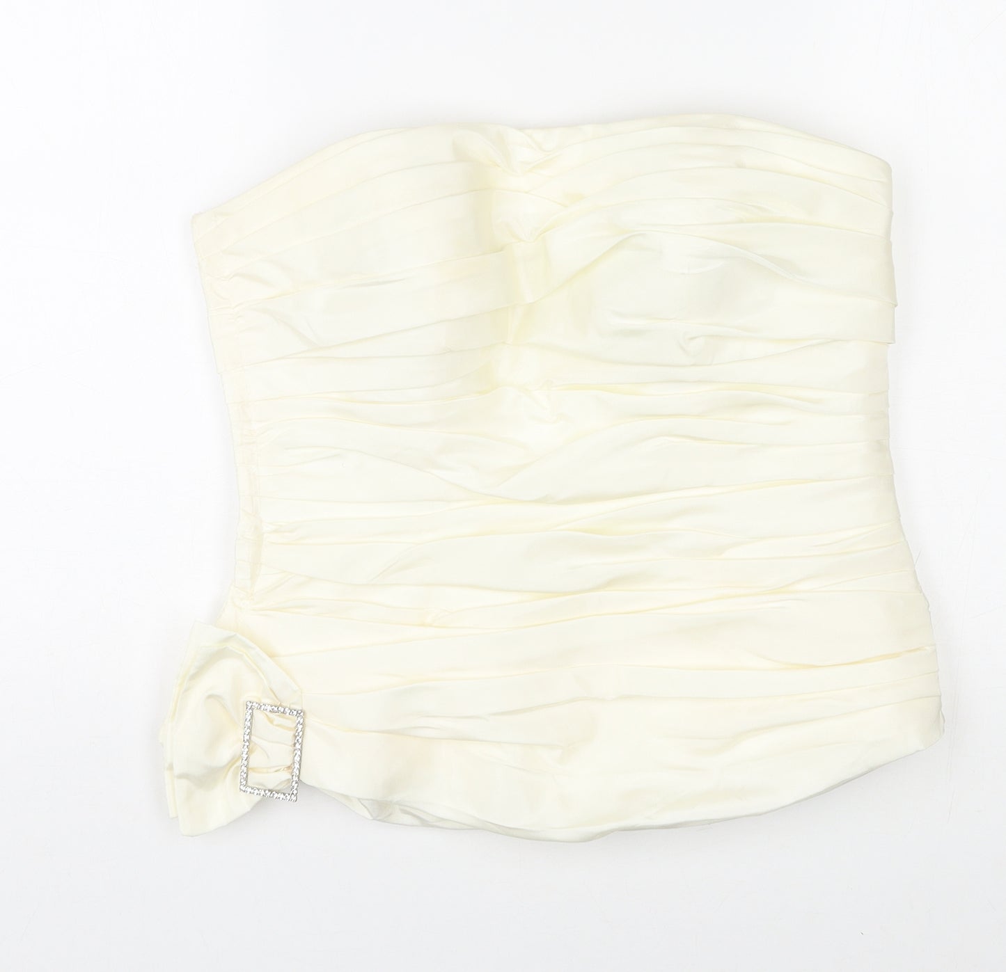 Justin Alexander Womens Ivory Polyester Basic Tank Size 12 Off the Shoulder