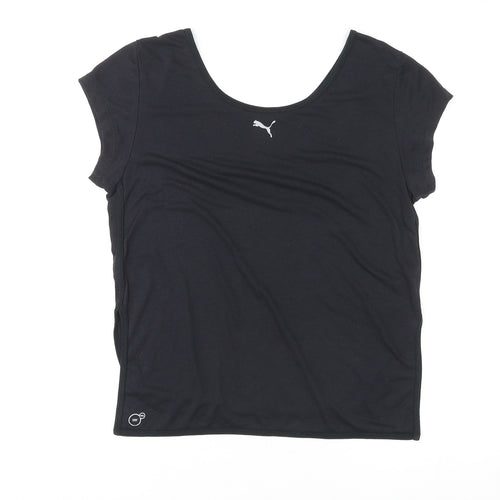 PUMA Womens Black Polyester Basic T-Shirt Size 10 Round Neck