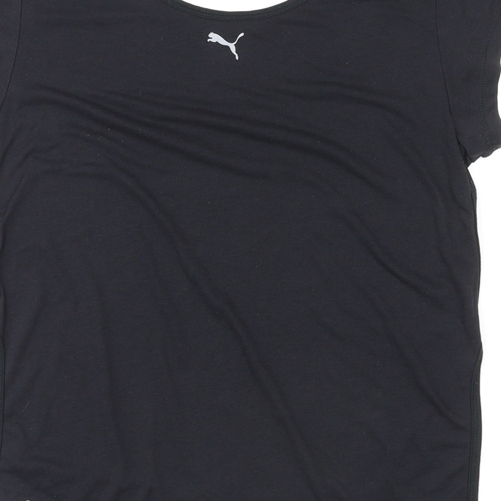 PUMA Womens Black Polyester Basic T-Shirt Size 10 Round Neck
