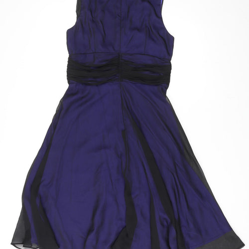 Patra Womens Purple Polyester A-Line Size 14 V-Neck Zip