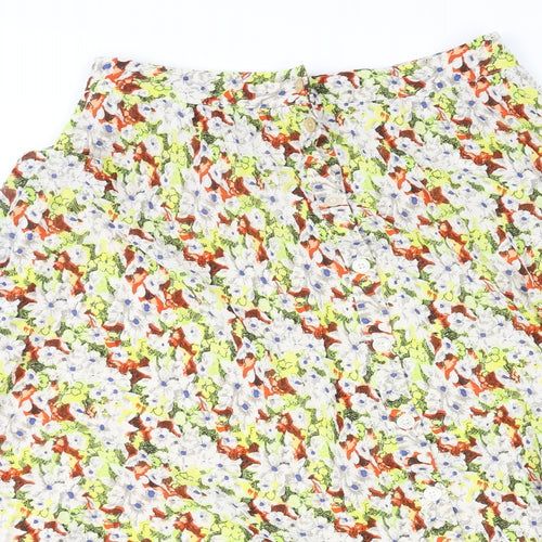& Other Stories Womens Multicoloured Floral Polyester Swing Skirt Size 10 Button